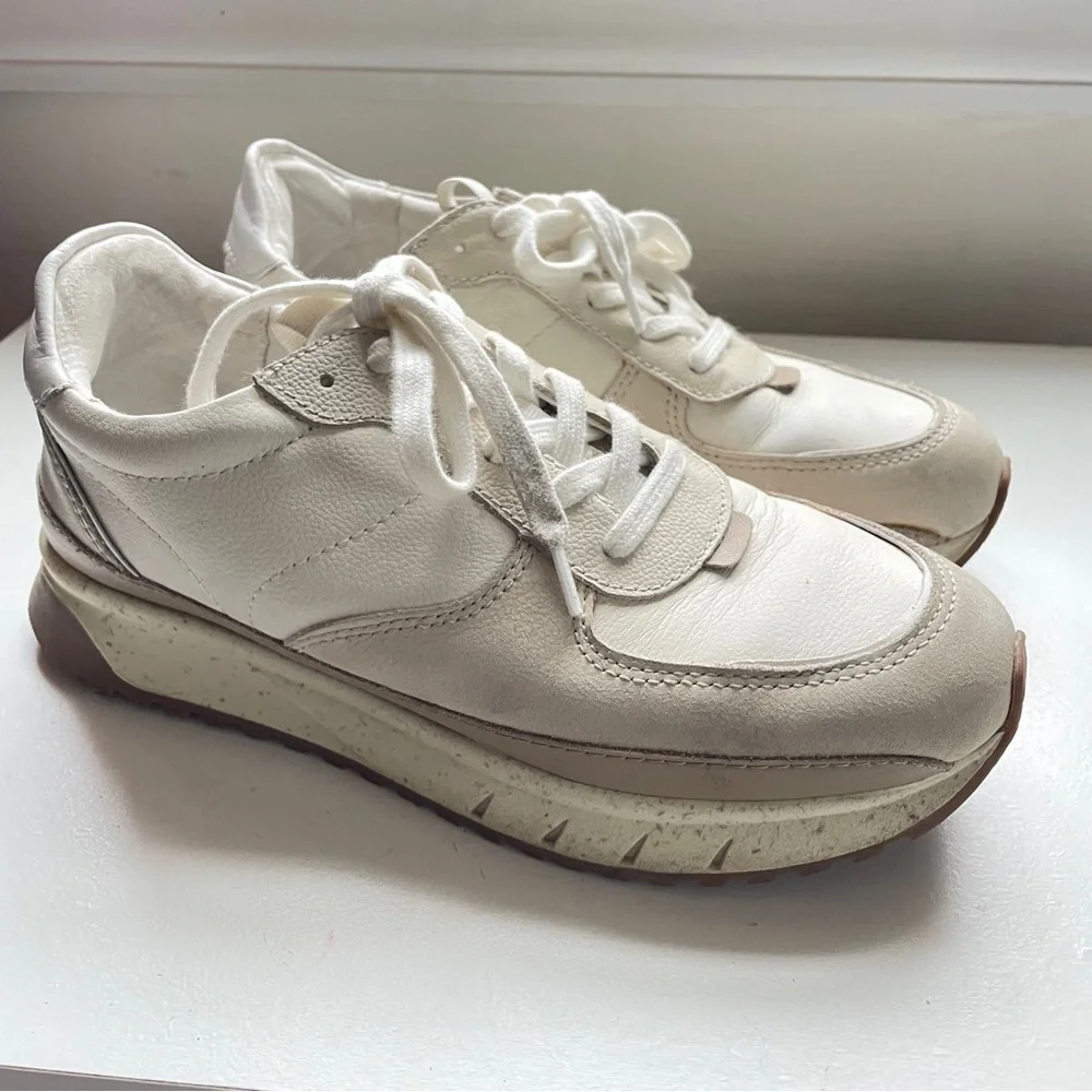 Madewell Kickoff Trainer Sneakers Retro Chunky Colorblock Leather Cream 7